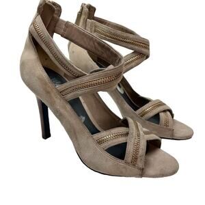 Cole Haan x Maria Sharapova AIR High Heels Peep Toe Leather Sandals Taupe sz 8